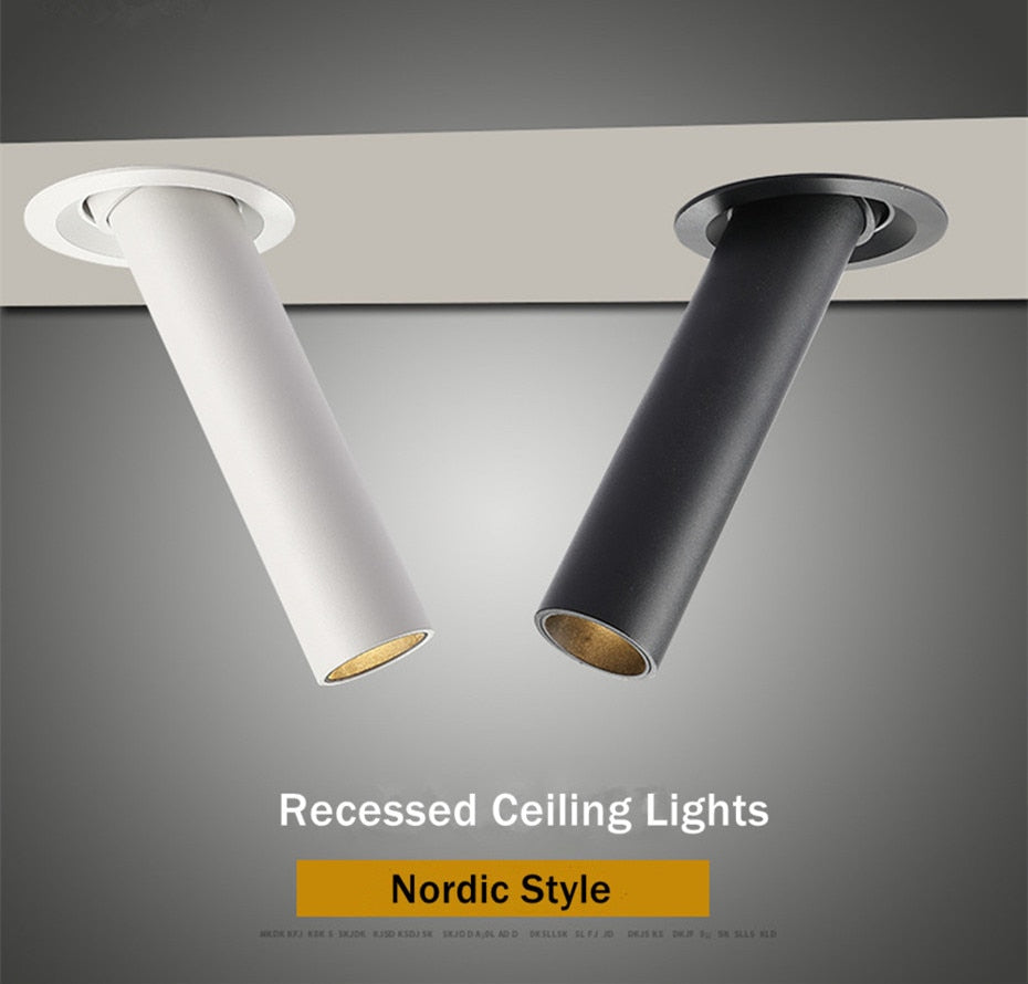Modern Led Downlight 12W Long Tube Recessed In Ceiling Downlight Length 120mm 200mm Angle Adjustable Spot Lighting Led Spot Lamp