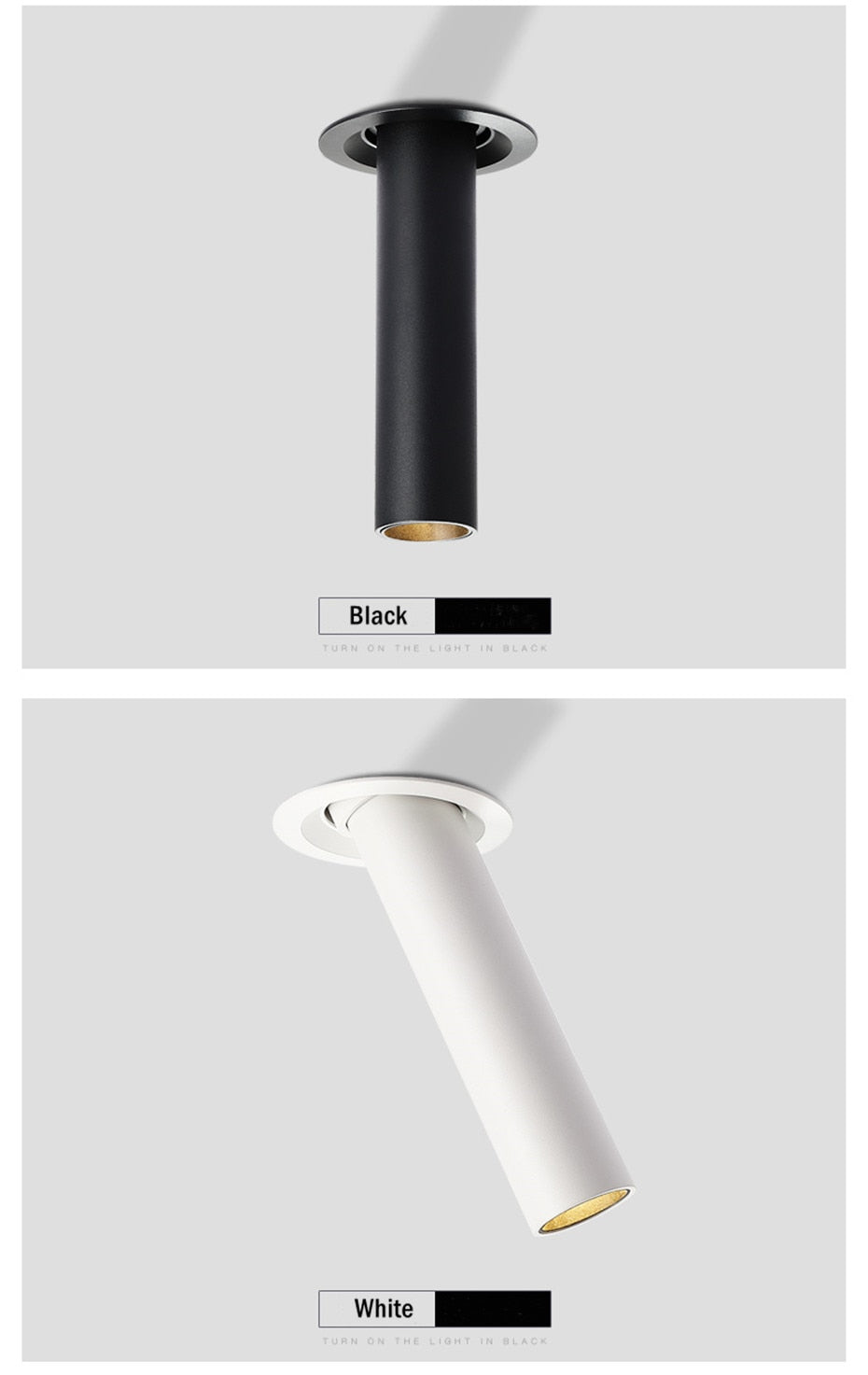 Modern Led Downlight 12W Long Tube Recessed In Ceiling Downlight Length 120mm 200mm Angle Adjustable Spot Lighting Led Spot Lamp