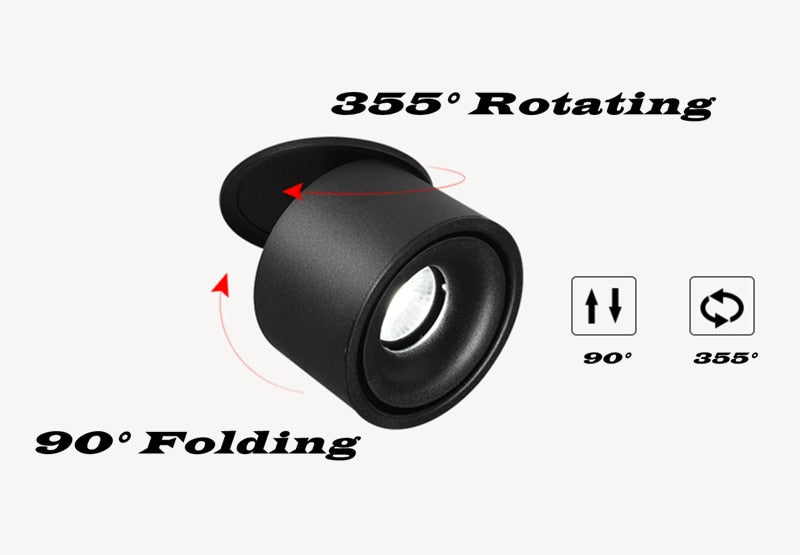 Foldable Recessed Dimmable COB LED Downlights 7W 10W 12W 15W LED Ceiling Spot lights AC110-240V LED Ceiling Lamp Indoor Lighting