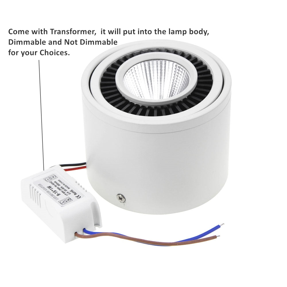 DBF Angle Adjustable Dimmable Surface Mounted Downlight Ceiling Lamp 5W 7W 9W 15W LED COB Spot Light AC110/220V Ceiling Light