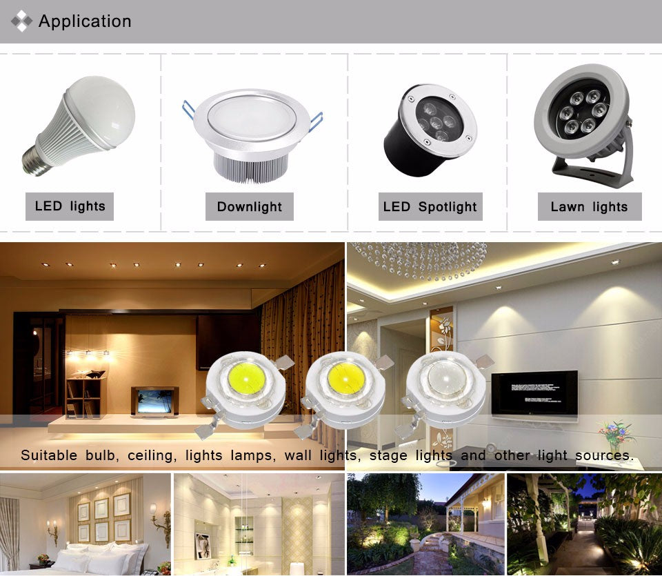 Real Full Watt 1W 3W High Power LED lamp Bulb Diodes 10-1000pcs SMD 110-120LM LEDs Chip For 3W - 18W Spot light Downlight