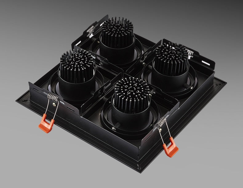 Dimmable super bright 4 heads recessed square LED Downlights COB 40W LED Spot lights LED decoration Ceiling Lamp AC85-265v