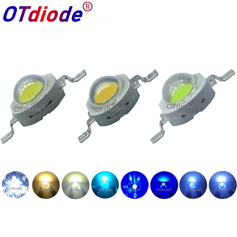 High Power LED Chip Light 100pcs 3W Beads Diode Cold Warm Neutral White 10000K 20000K Ice Blue For SpotLight Downlight Lamp Bulb