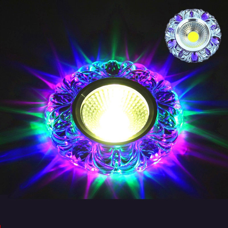 Crystal Led Downlights 5W COB Recessed Led Ceiling Lamp Embedded Dual Color LED Panel Light RGBW 110V 240V Indoor Decoration
