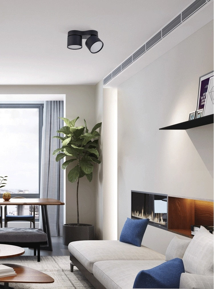 Dimmable Surface Mounted LED COB Downlight 2x7w/2x10w/2x15w Rotating LED Spot Light Ceiling Lamp with LED Driver AC110V/220V