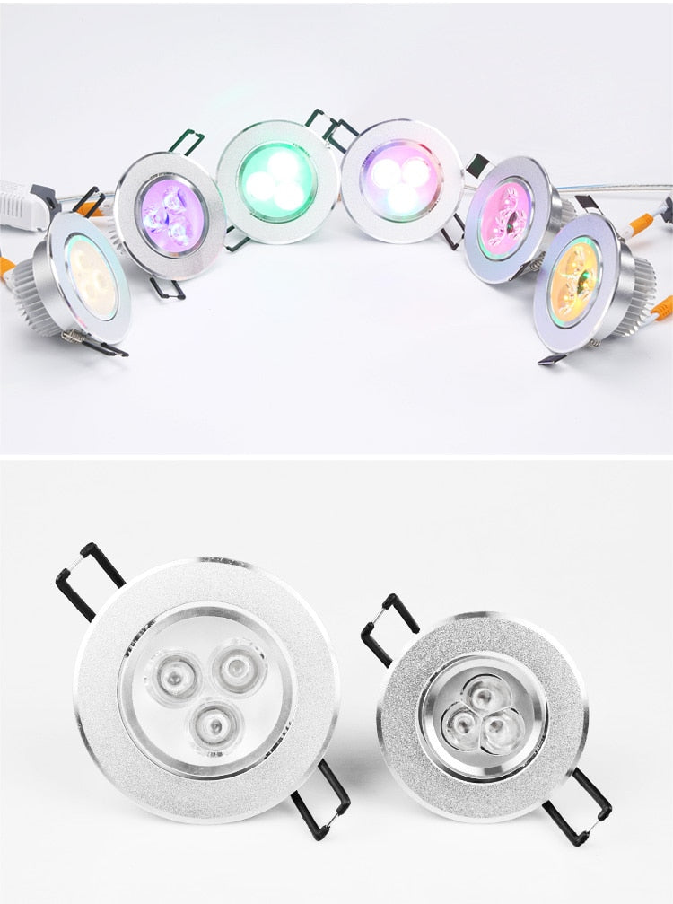 LED Color Downlight 3W 5W 7W Ceiling Luminaria Lamp AC85-265V Changing Recessed Panel Light Bulb Lamp for Hallway Wall Lights