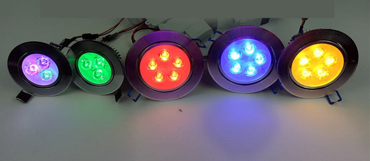 LED Color Downlight 3W 5W 7W Ceiling Luminaria Lamp AC85-265V Changing Recessed Panel Light Bulb Lamp for Hallway Wall Lights