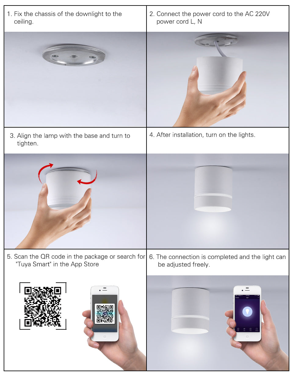 LED Downlight Smart Surface Mounted Spot Lamp Tuya Smart Home App WIFI Ceiling Lights Modern Indoor lighting Dimmable RGB CW WW