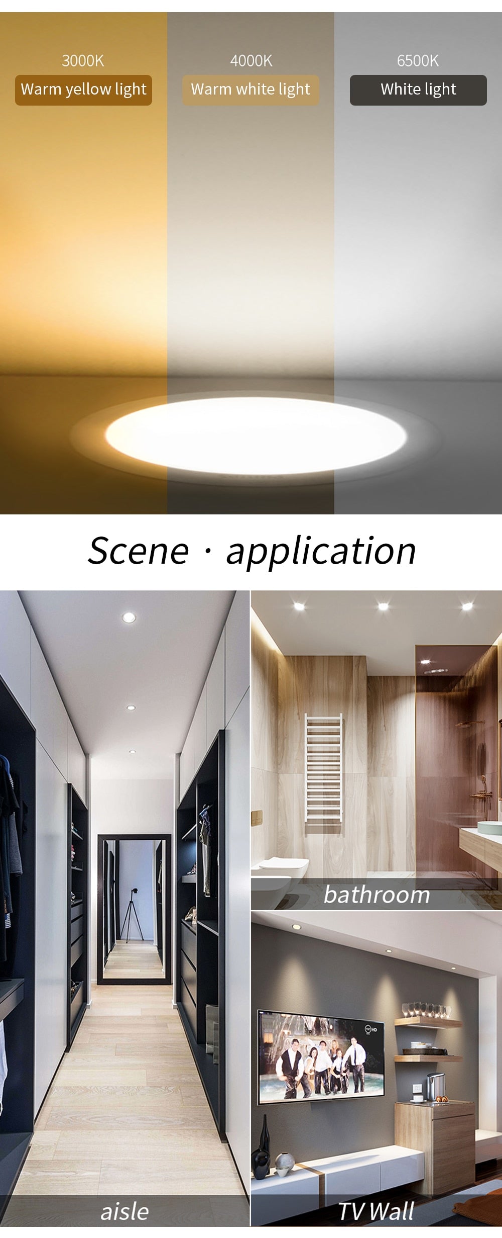 LED Downlight 5W 9W 12W 15W AC 220V IP65 Waterproof Warm White Natural White Cold White Recessed Round Ceiling Lights Spotlight