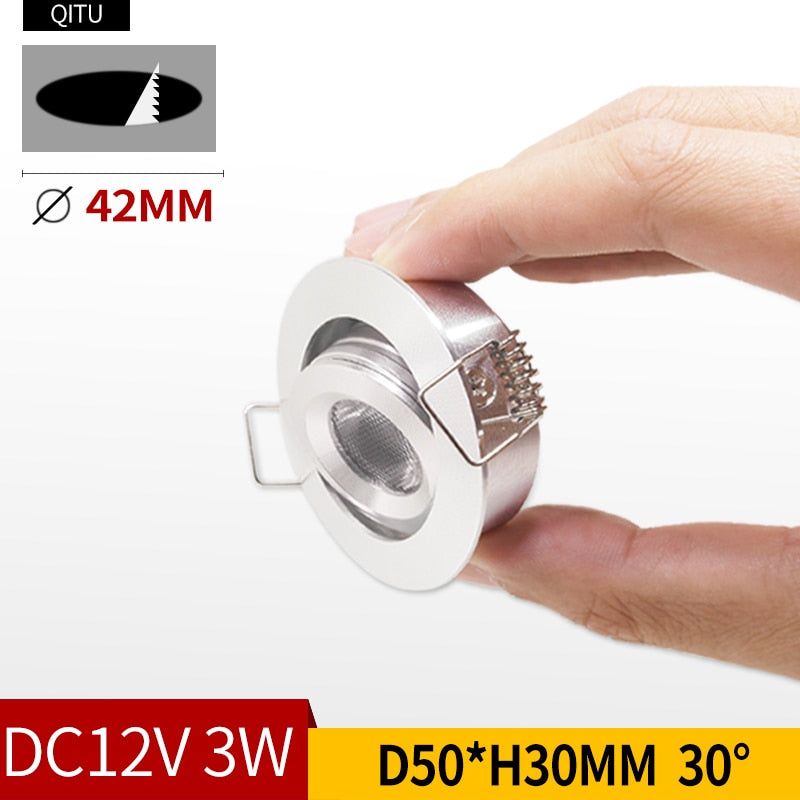 Spot 12V mini Built-in LED living room clothing store ceiling spotlight adjustable angle embedded 3W Built in downlight