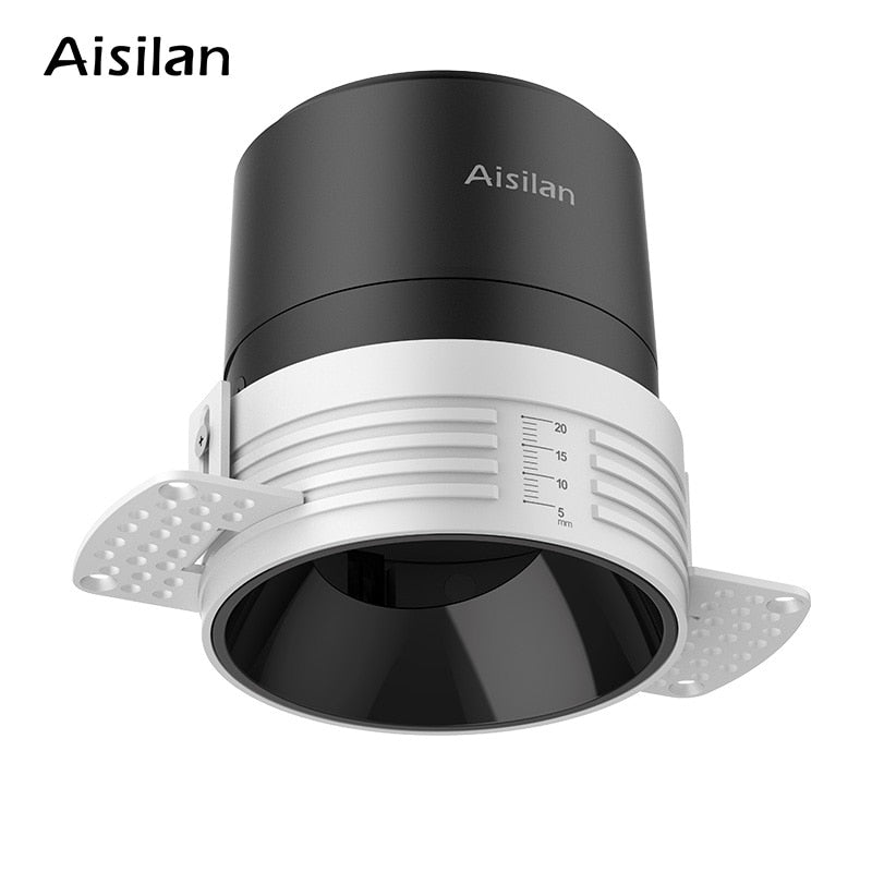 Aisilan LED recessed downlight Frameless anti-glare for living room corridor bedroom Angle Adjustable cutout size 8cm spot light