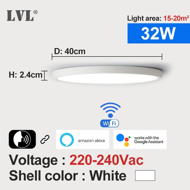 Modern LED Smart Ceiling Light Dimmable Home Lighing WiFi Tuya App AI Voice Control Ultrathin Surface Mounting Ceiling Lamp