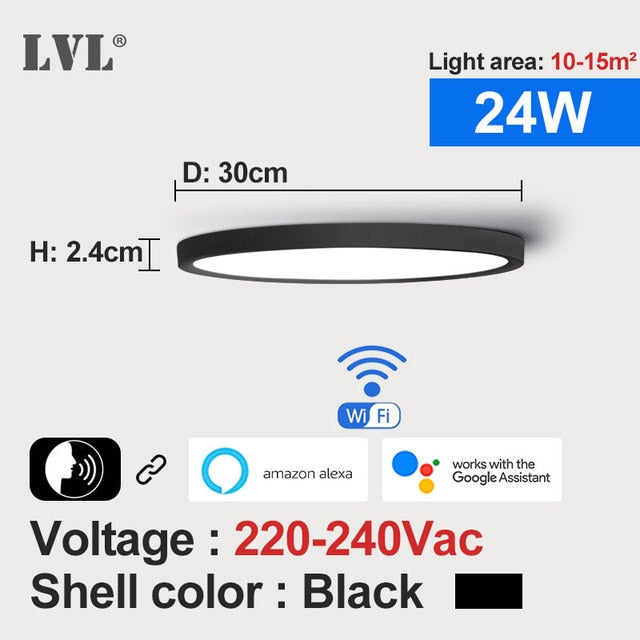 Modern LED Smart Ceiling Light Dimmable Home Lighing WiFi Tuya App AI Voice Control Ultrathin Surface Mounting Ceiling Lamp