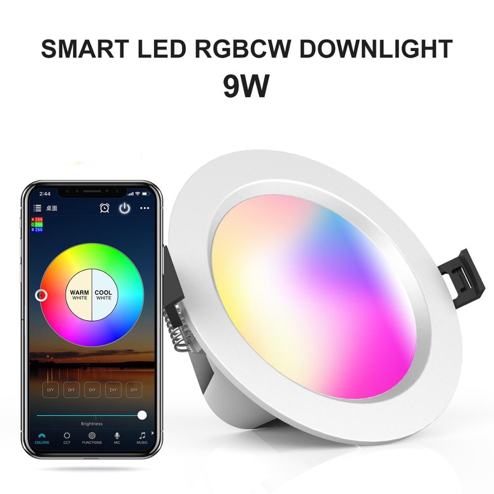  LED Panel Lights Lucas Led Downlight 4 Inch Smart Led Plafond Bluetooth Recessed Can light for Bathroom, 220V Downlight
