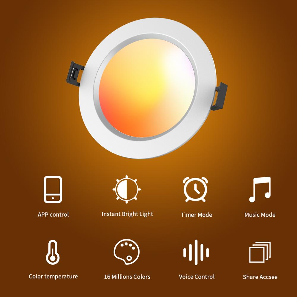 LED Panel Lights Lucas Led Downlight 4 Inch Smart Led Plafond Bluetooth Recessed Can light for Bathroom, 220V Downlight