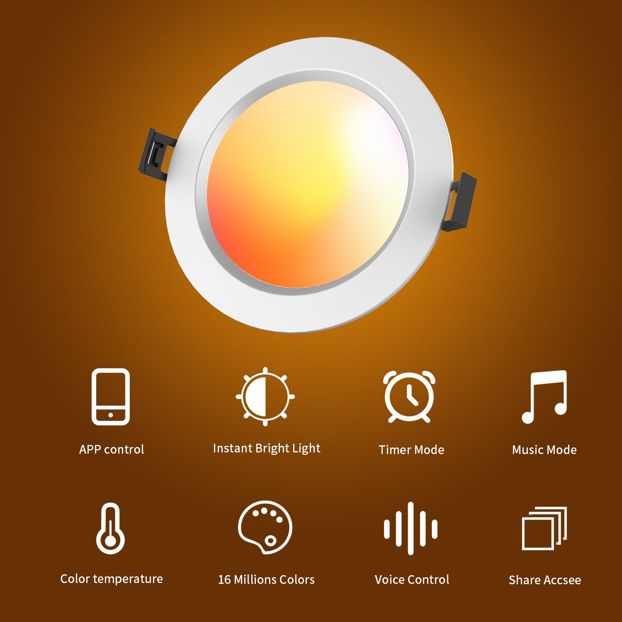 LED Panel Lights Lucas Led Downlight 4 Inch Smart Led Plafond Bluetooth Recessed Can light for Bathroom, 220V Downlight