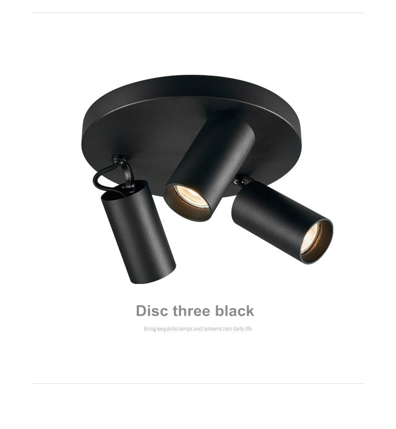 Dimmable creative three-head spotlight 7W/12W round led ceiling home living room surface mounted cob spotlight downlight