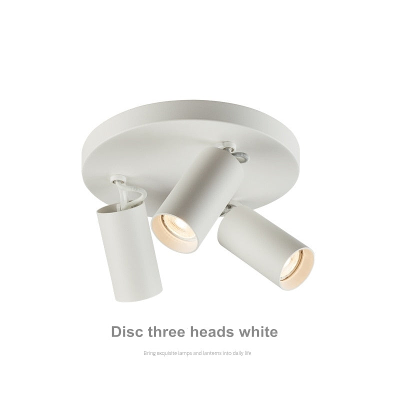 Dimmable creative three-head spotlight 7W/12W round led ceiling home living room surface mounted cob spotlight downlight