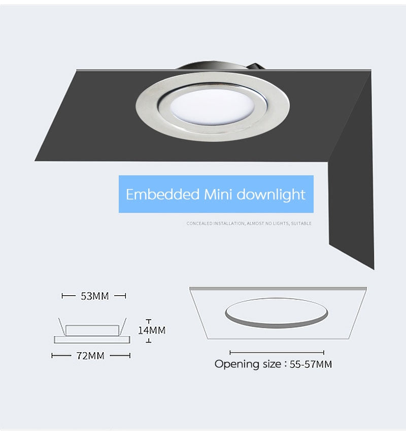 IP65 Downlight 3W 5W 7W DC 12V Stainless Steel 304 LED Safety Voltage Downlights for Home Kitchen Dining Spot Lighting 14mm Slim