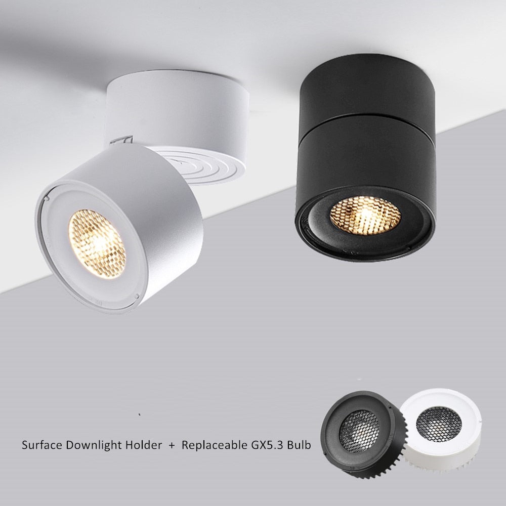 DBF Honeycomb Deep Glare Surface Downlight Holder+GX5.3 Light Bulb Replaceable 7W Angle Adjustable Ceiling Spot Light Bedroom