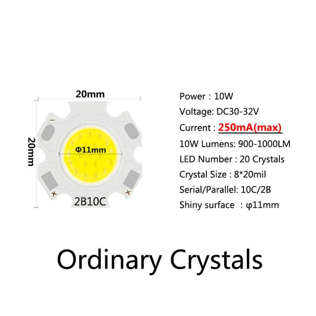 High Power 20pcs a Lot LED COB Light Bulb 20mm 3W 5W 7W 10W Use 250mA/300mA LED Source Chip Light Lamp SpotLight Downlight Lamps