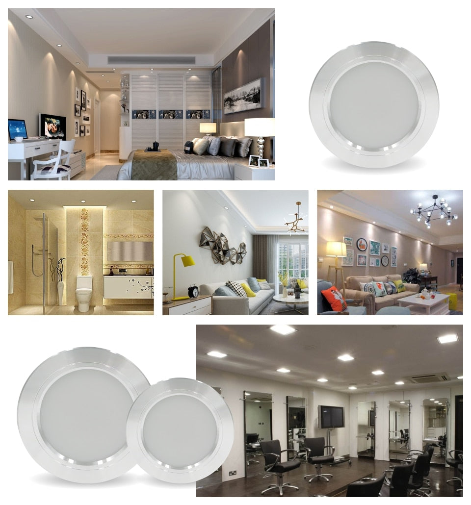 LED Downlight Silver Ultra Thin Aluminum 5W 9W 12W 15W 18W Down Light 220V 230V 240V Round Recessed Spot Lighting
