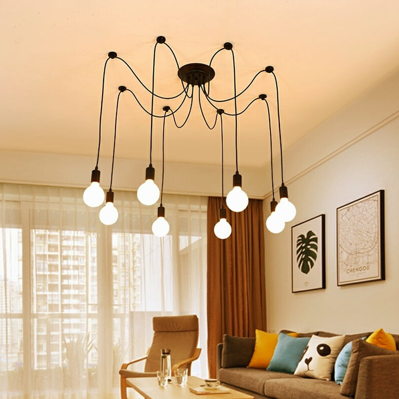Ceiling Lights DIY Art Spider Ceiling Lamp Fixture Light Hanging Nordic Retro Edison Bulb Light Vintage Loft Antique hanging