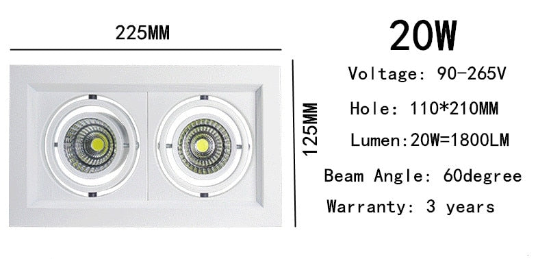 Dimmable Led downlight light COB Ceiling Spot Light 10w 20W 30W ceiling recessed Lights Indoor Lighting AC110V-220V