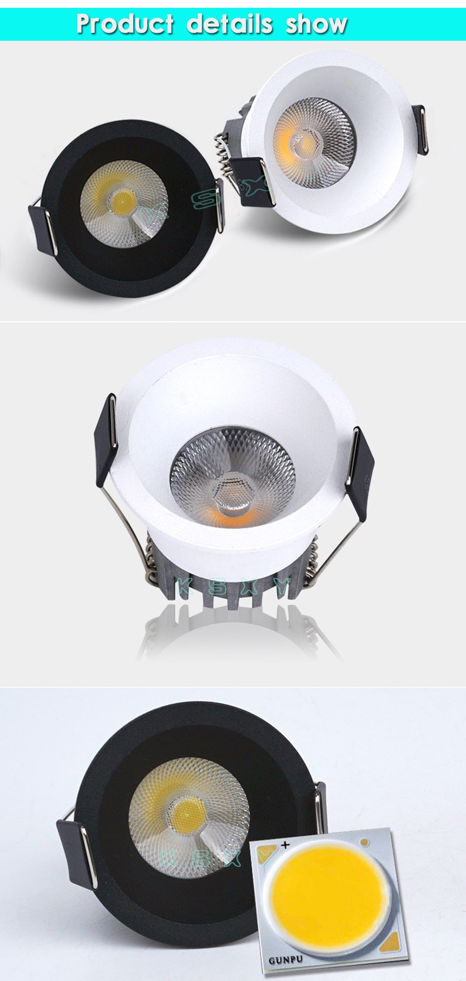 LED Mini ceiling 110V 220V COB spot light lamp dimmable 3W mini LED downlight white, black, led Ceiling Recessed Lamp