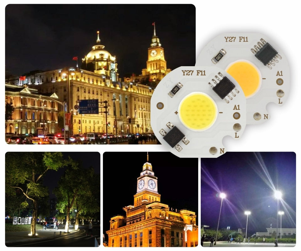 LED COB Chip 10pcs/lot MINI 220V 3W 5W 7W 9W Smart IC No Need Driver LED Bulb Lamp for Flood Light Spotlight Downlight Lighting