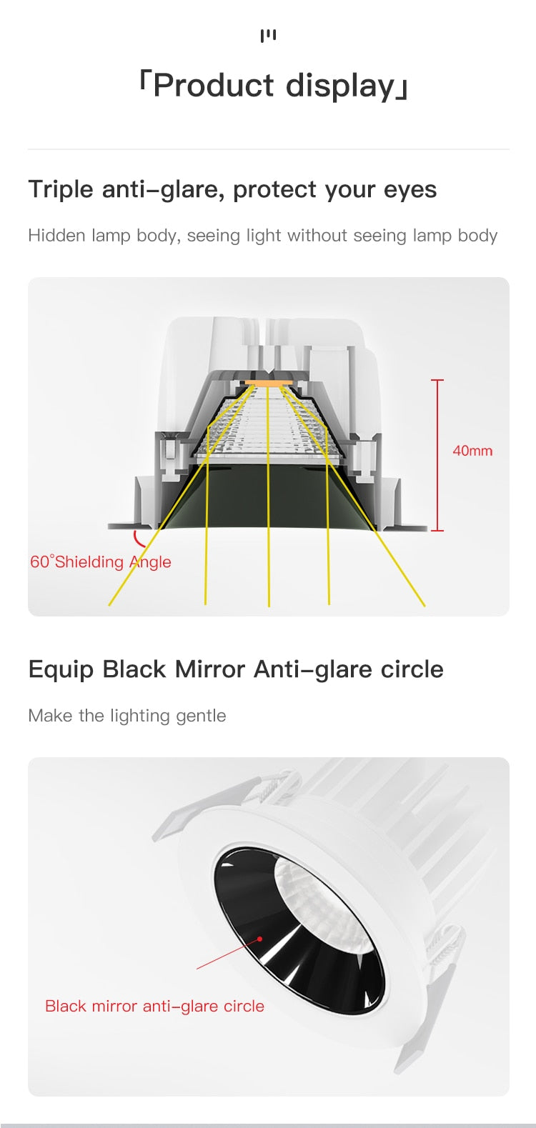 MR.XRZ 7W 10W Recessed Round COB Led Downlights Adjustable Anti Dazzle Ceiling Spot Lights Lamp For Indoor Bedroom