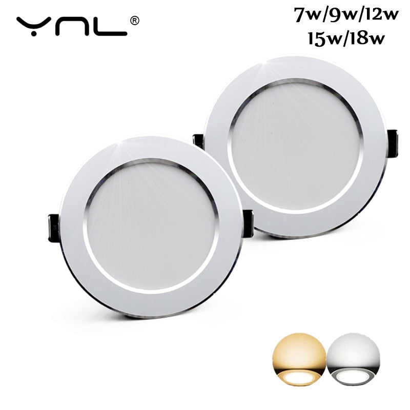 LED Downlight 18W 15W 12W 9W 7W Round Recessed Lamp AC 220V Led Down Light 240V Home Decor Bedroom Kitchen Indoor Spot Lighting