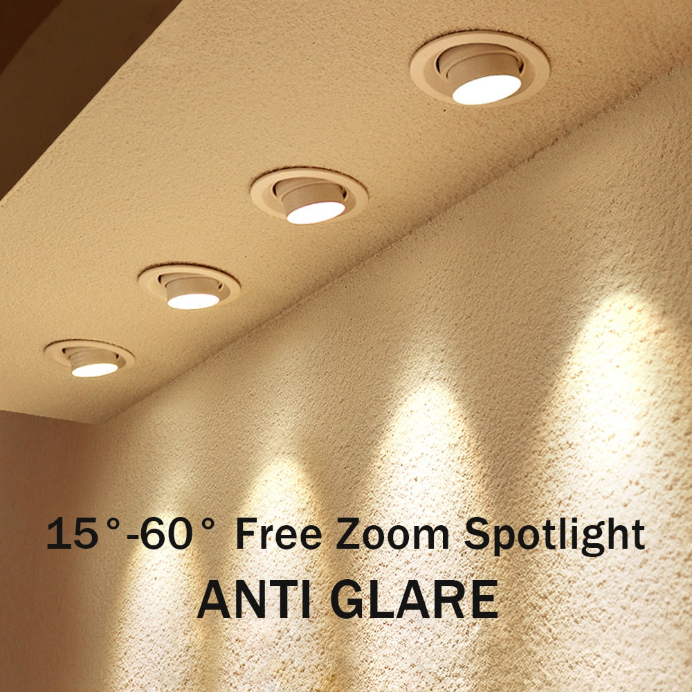 Retractable Led Downlight 15W 10W Recessed Round LED Ceiling Lamp AC 220V 110V For Bedroom Kitchen Indoor LED Spot Lighting