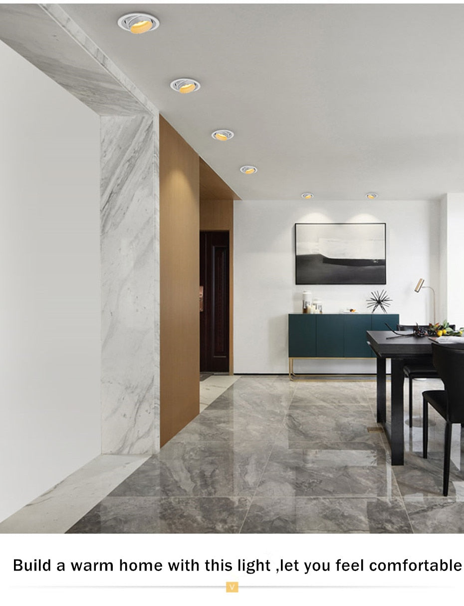 Retractable Led Downlight 15W 10W Recessed Round LED Ceiling Lamp AC 220V 110V For Bedroom Kitchen Indoor LED Spot Lighting