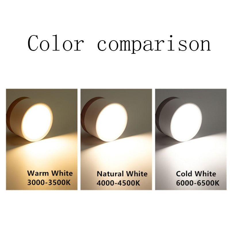 LED Downlight Dimmable 5W 9W 12W Led Surface Mounted Ceiling Downlight Nordic Iron+wood Spot light for indoor Foyer,Living Room