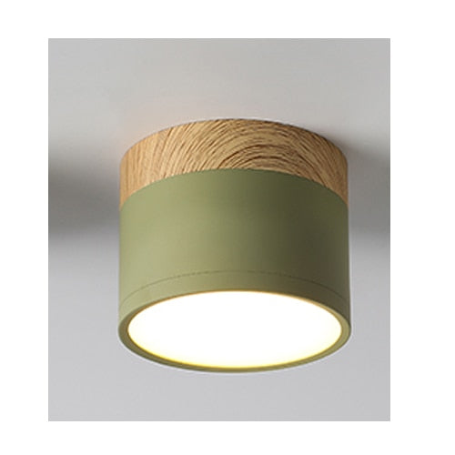 LED Downlight Dimmable 5W 9W 12W Led Surface Mounted Ceiling Downlight Nordic Iron+wood Spot light for indoor Foyer,Living Room