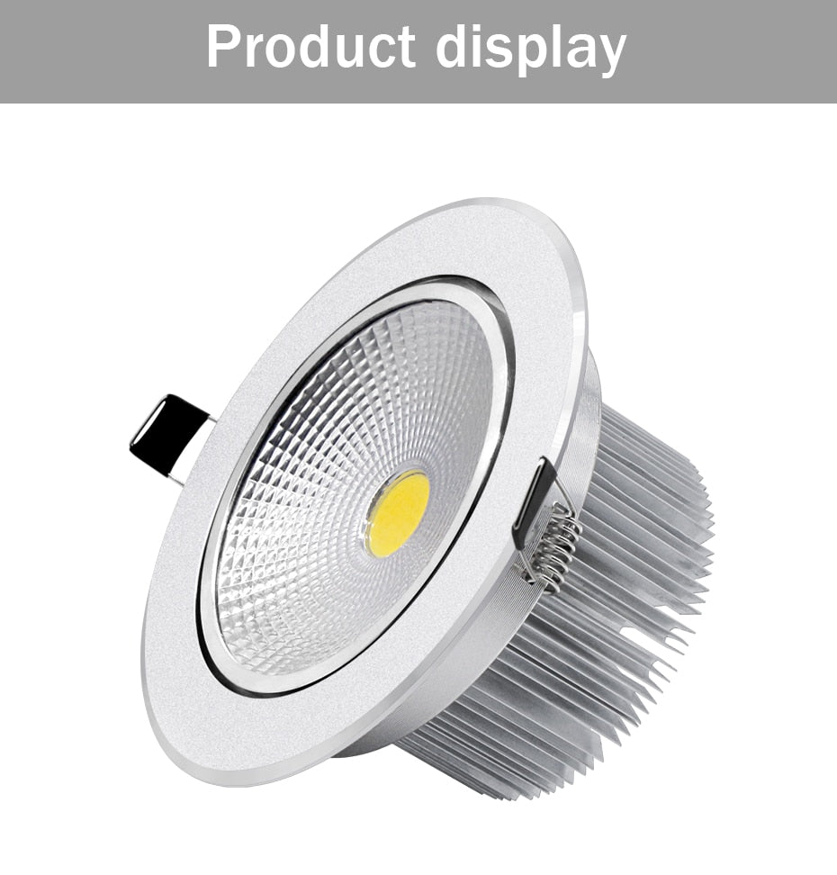 DBF Silver Body Round Dimmable LED Recessed Downlight 7W 9W 12W 15W 18W COB Ceiling Spot Light with LED Driver Indoor Lighting