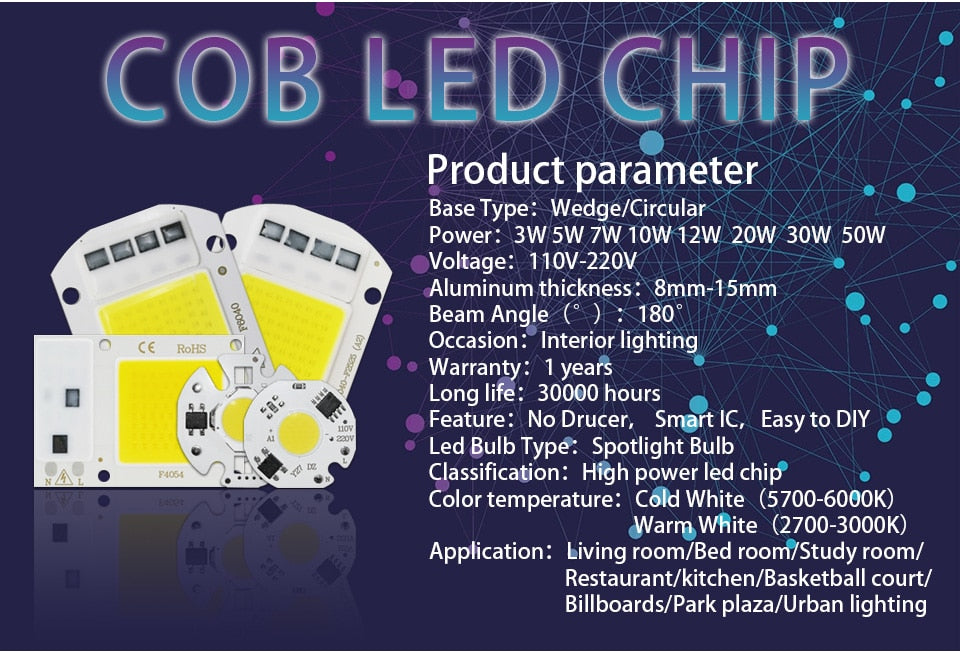 LED matrix 3W 5W 7W 10W 12W 20W 30W 50W smart chip IC lamp for indoor downlight searchlight matrix outdoor spotlight floodlight