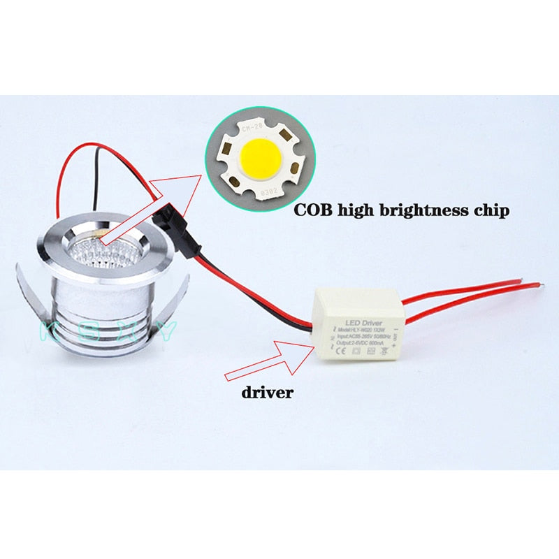 Silvery/Black/White/Golden Mini LED Downlights 3W 100V-240V Jewelry Display Ceiling Recessed Cabinet Spot Lamp