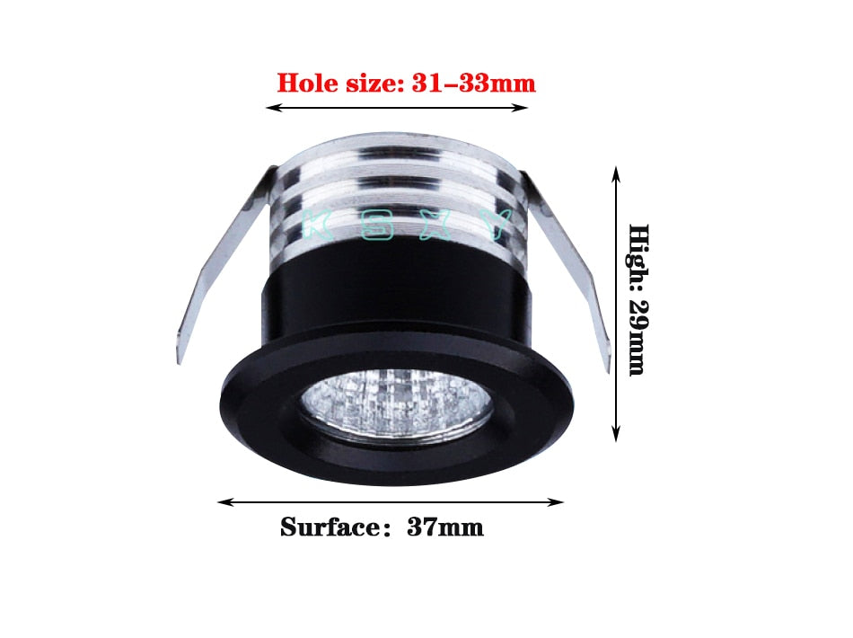 Silvery/Black/White/Golden Mini LED Downlights 3W 100V-240V Jewelry Display Ceiling Recessed Cabinet Spot Lamp
