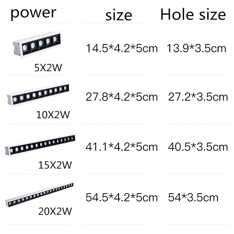 Dimmable LED Downlight Spot Light Line Light Bar Creative Linear Long Strip 10W 20W 30W 40W Living Room Corridor Recessed