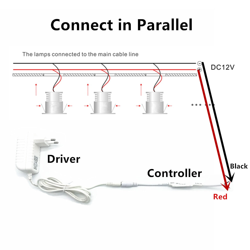 12V Mini Indoor LED Spot Light Downlight Dimmable Recessed Ceiling Stair Light With Remote Controller 1W Showcase Cabinet Lights
