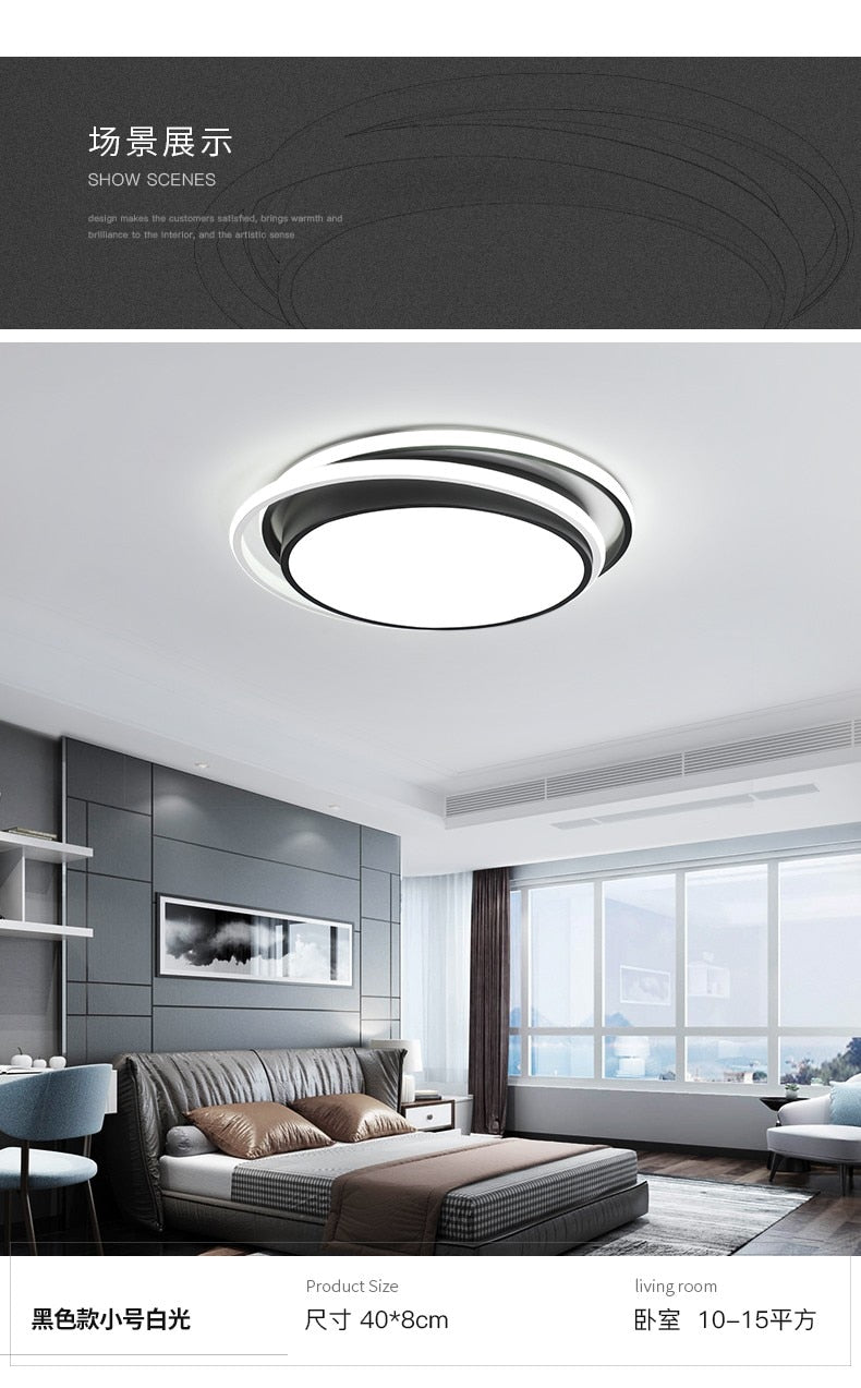 LED ceiling chandeliers for kids, living room, bedroom, kitchen, 28W 36W Black color LED light downlights