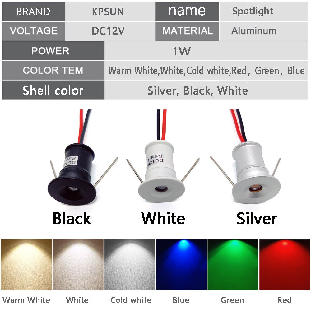 Mini LED Spotlight 9pcs 1W IP65 Cabinet Light Led Spots Canopy Stair Ceiling Light Focos Led Spot Downlight with IP67 Driver