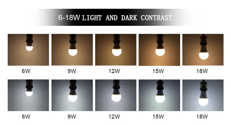 LED Bulb Lamps E27 AC220V 240V 10pcs Real Power LED Lamp 18W 15W 12W 9W 6W 3W Lampada LED Spotlight Table lamp LED Light