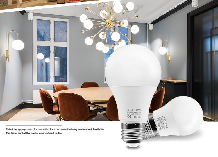 LED Bulb Lamps E27 AC220V 240V 10pcs Real Power LED Lamp 18W 15W 12W 9W 6W 3W Lampada LED Spotlight Table lamp LED Light