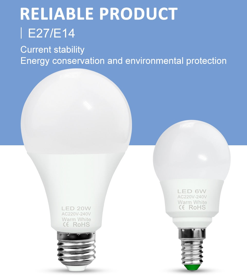 LED Bulb Lights 220v Spot Bulb E14 LED Lamp Indoor Light 3w 6w 9w 12w 15w 18w 20w LED E27 Candle Foco Lamp Spotlight Home Decor
