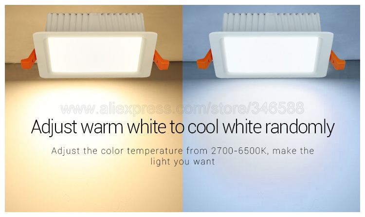 Mi.Light FUT064 9W RGB+CCT Square LED Downlight AC110V 220V LED Ceiling Spotlight 2.4G Wireless Control WiFi APP Voice Control