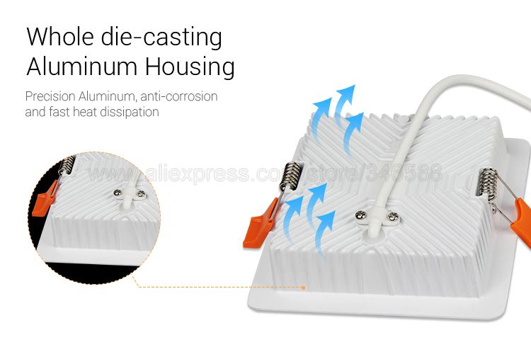 Mi.Light FUT064 9W RGB+CCT Square LED Downlight AC110V 220V LED Ceiling Spotlight 2.4G Wireless Control WiFi APP Voice Control