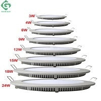 LED Panel Lights Ceiling Round Recessed Lamp Aluminum Ultra Thin Downlights 3W 4W 6W 9W 12W 15W 18W 24W Spotlight Light Fixtures